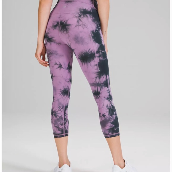 Lululemon Power Thru Hi Rise Crop Leggings Tie Dye - Picture 2 of 7